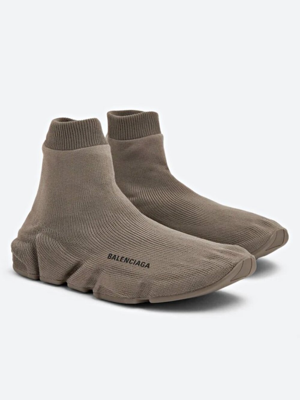 Balenciaga Men’s Speed Allover Knit Sneakers in Taupe Size 41 (MSRP $1,050)